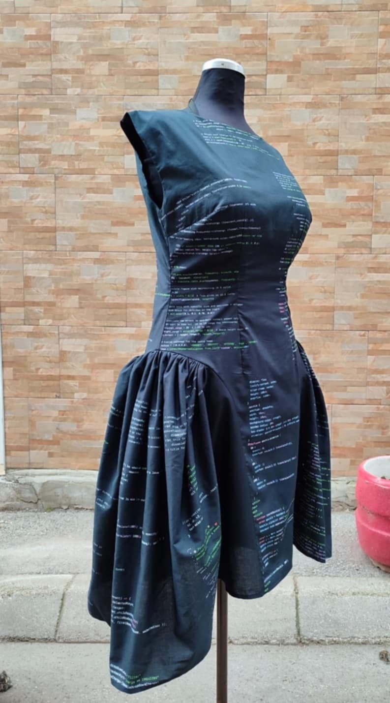A custom occasion dress with a dropped waist and full skirt