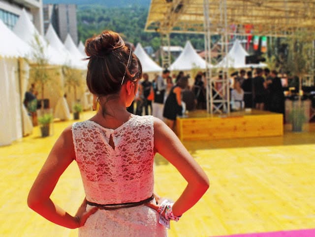 The back of a custom made lace dress