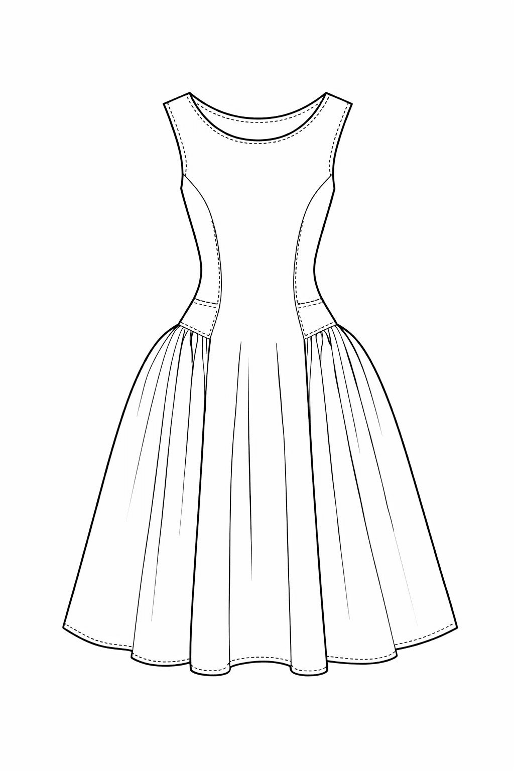 A hand-drawn fashion sketch of a custom dress — the starting point of a MadeApt design
