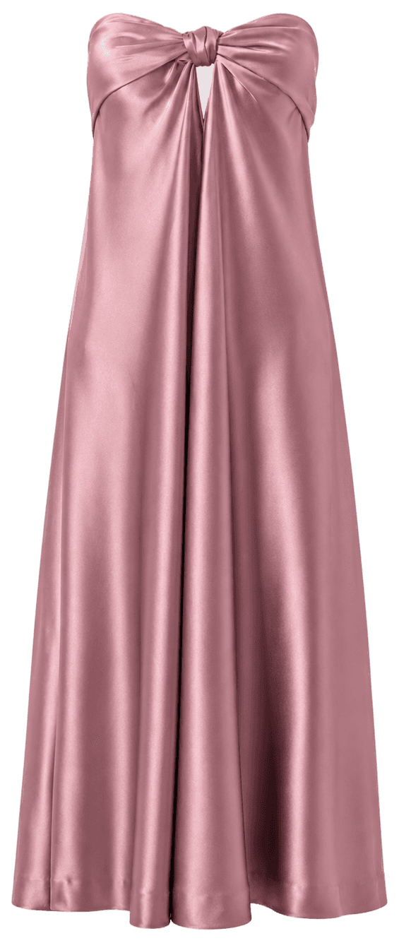 The Rosewood Bow Dress — a custom made dusty rose silk satin bridesmaid dress, sewn to measure