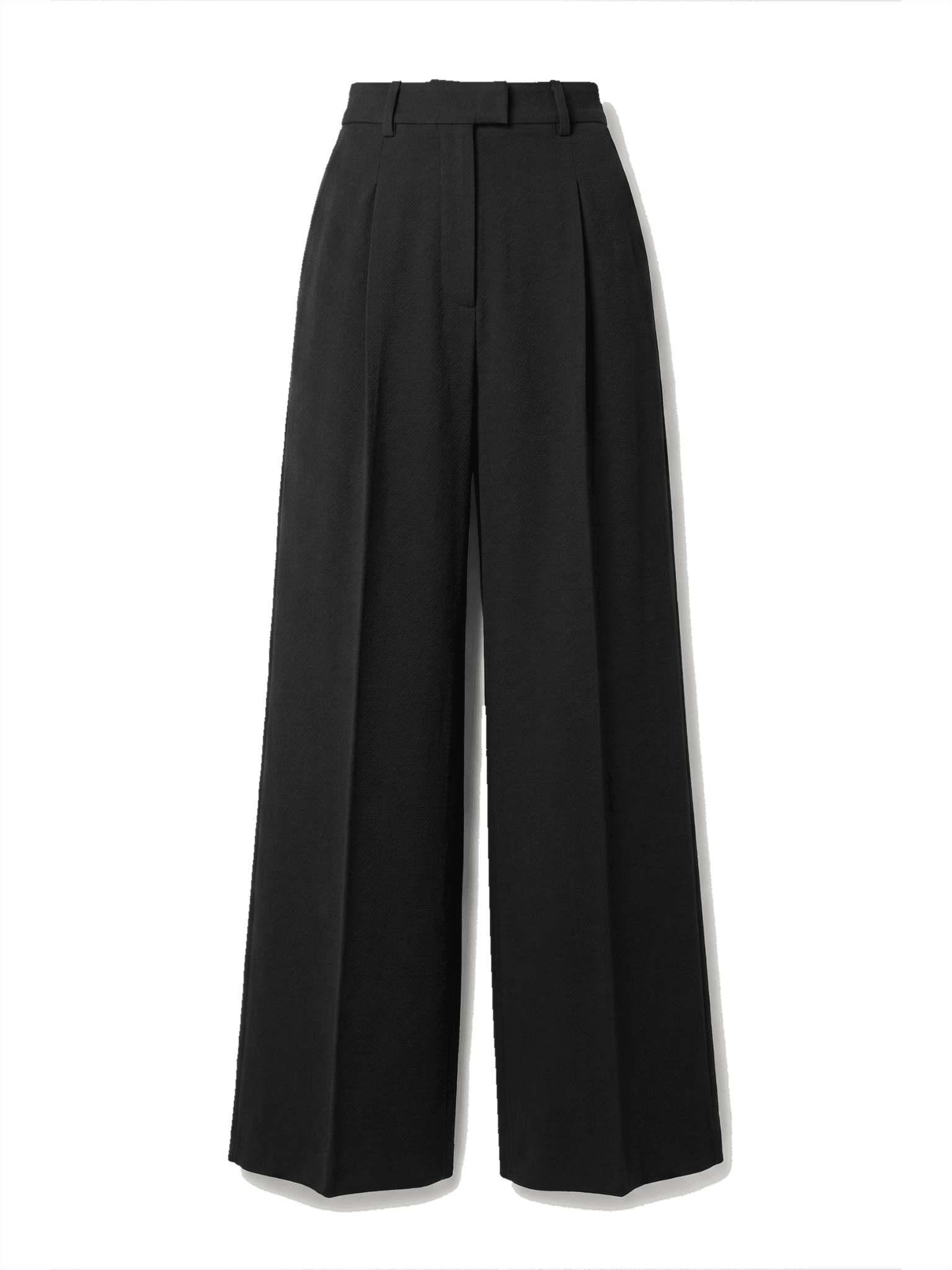 Custom made black wide-leg pants, sewn to individual measurements