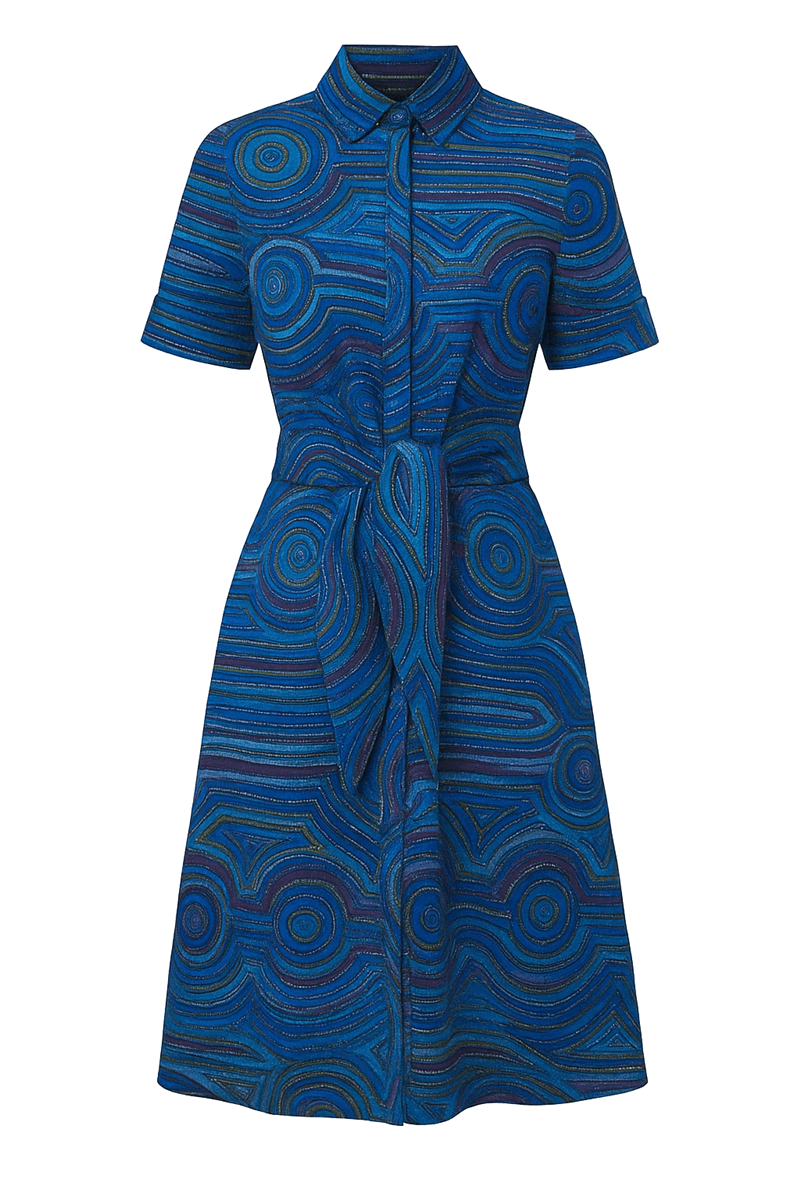 Mary's Emu Dreaming Shirt Dress — custom made emu dreaming cotton drill modest piece, sewn to your measurements