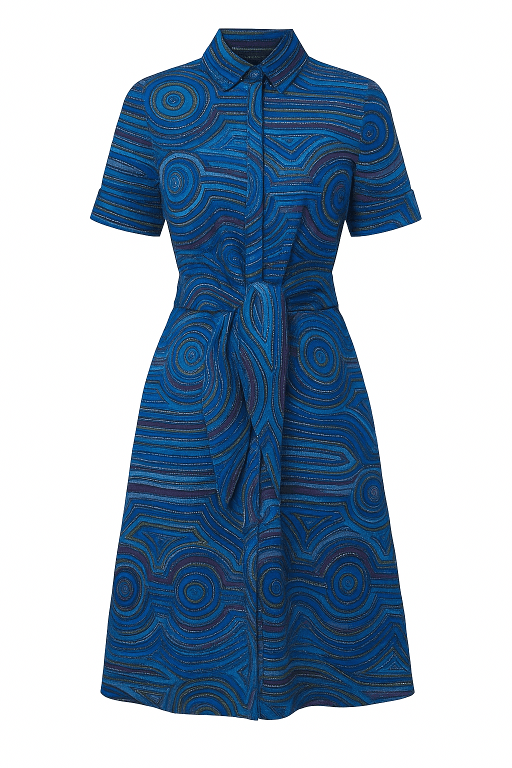 The same dress resolved into a clear garment direction in the chosen printed cotton