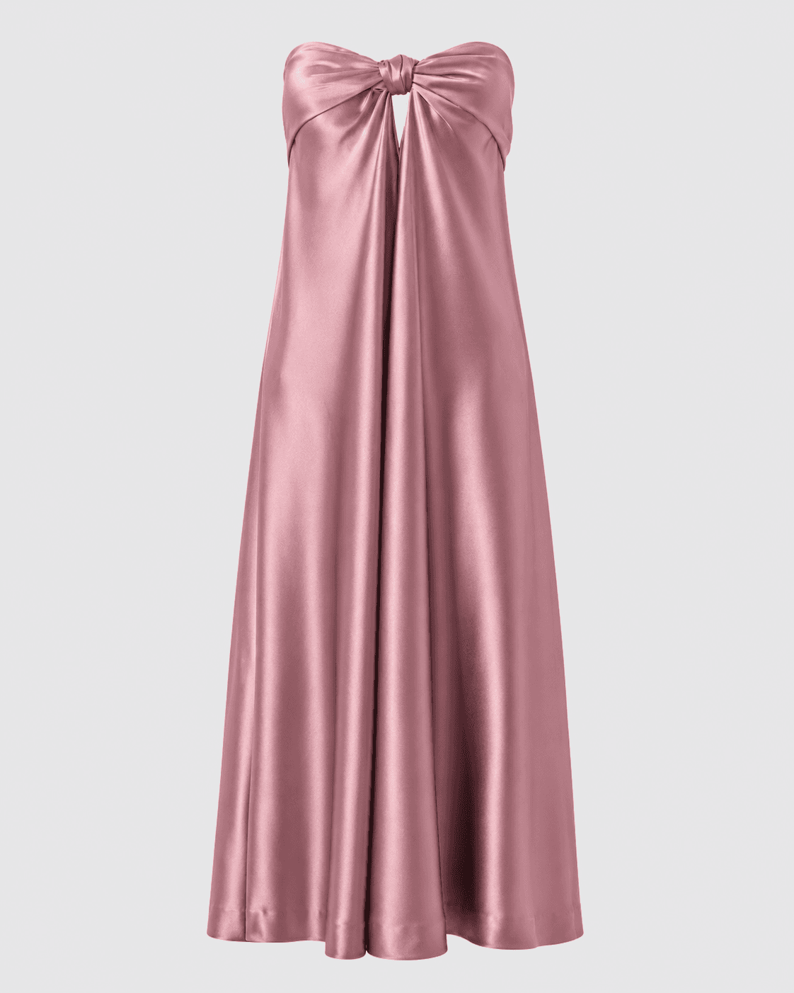 A dusty rose strapless bridesmaid dress with a keyhole bow neckline