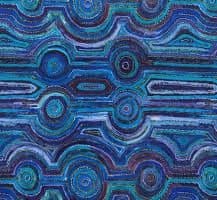 Blue Emu Dreaming cotton drill fabric used for Mary's custom shirt dress.